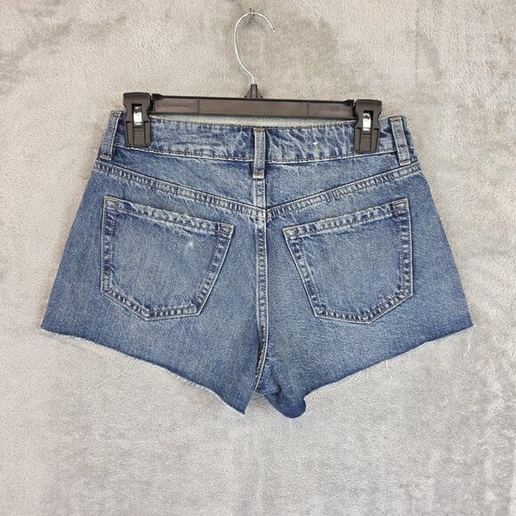 Garage Denim Shorts Womens 26 Blue Festival Distressed Cutoff Raw Hem Frayed - Picture 7 of 11